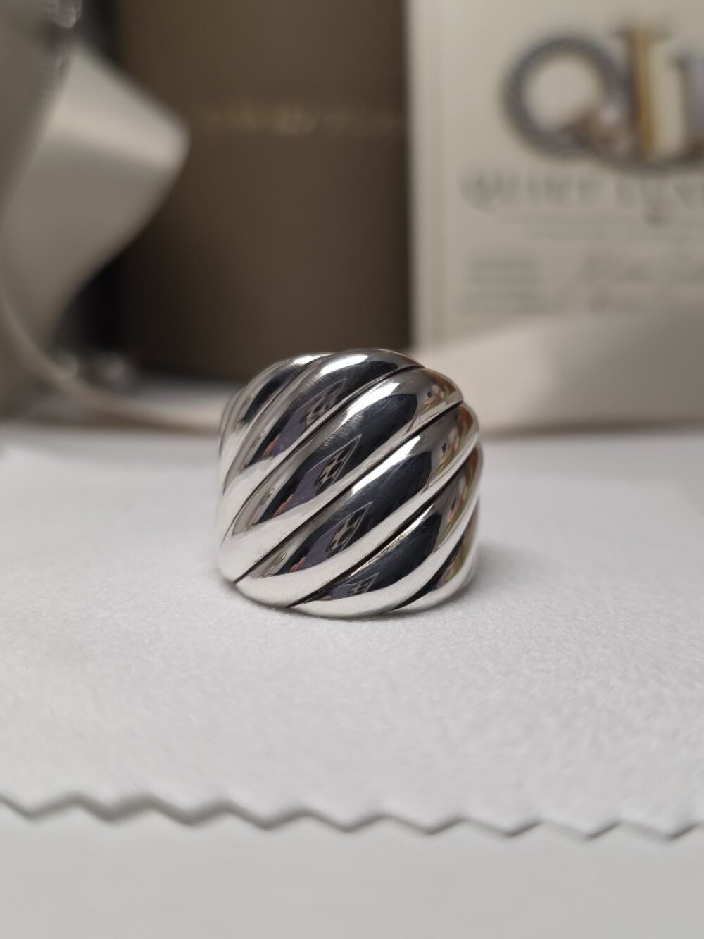 David Yurman Sculpted Cable Statement Ring 21mm Sterling Silver Size 7 - Picture 12 of 14